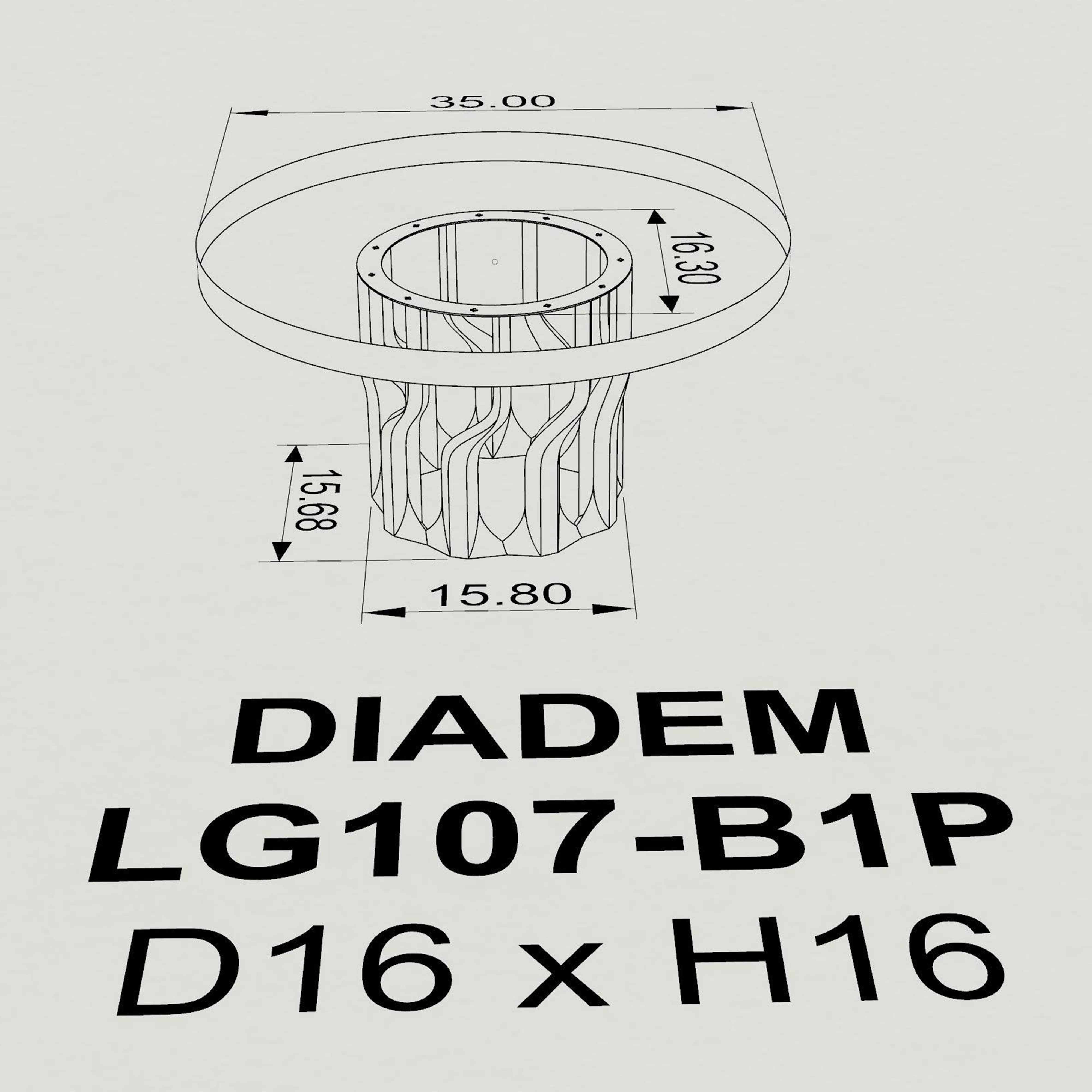 Coffee Table with Diadem 16" H Metal Table Base - 3d drawings