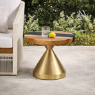 Coffee Table with Flux Gold 13.5"D x 16" H (Small Size) Handcrafted Steel Table Base - Interior