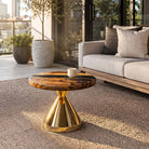Coffee Table with Flux Gold 13.5"D x 16" H (Small Size) Handcrafted Steel Table Base - interior