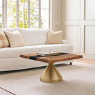 Coffee Table with Flux Gold 15"D x 16" H (Small Size) Handcrafted Steel Table Base - Round Epoxy 29" White Background