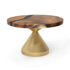 Coffee Table with Flux Gold 15"D x 16" H (Small Size) Handcrafted Steel Table Base - Round Epoxy 29" White Background
