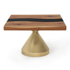 Coffee Table with Flux Gold 15"D x 16" H (Small Size) Handcrafted Steel Table Base - Round Epoxy 29" White Background