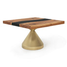 Coffee Table with Flux Gold 15"D x 16" H (Small Size) Handcrafted Steel Table Base - Round Epoxy 29" White Background