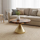 Coffee Table with Flux Gold 15"D x 16" H (Small Size) Handcrafted Steel Table Base - Thumb