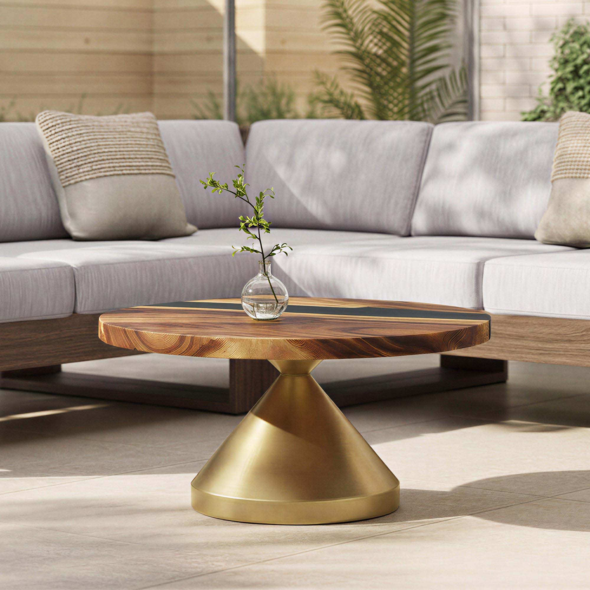 Coffee Table with Flux Gold 16" H (Big Size) Heavy Duty Metal Table Base - thumb
