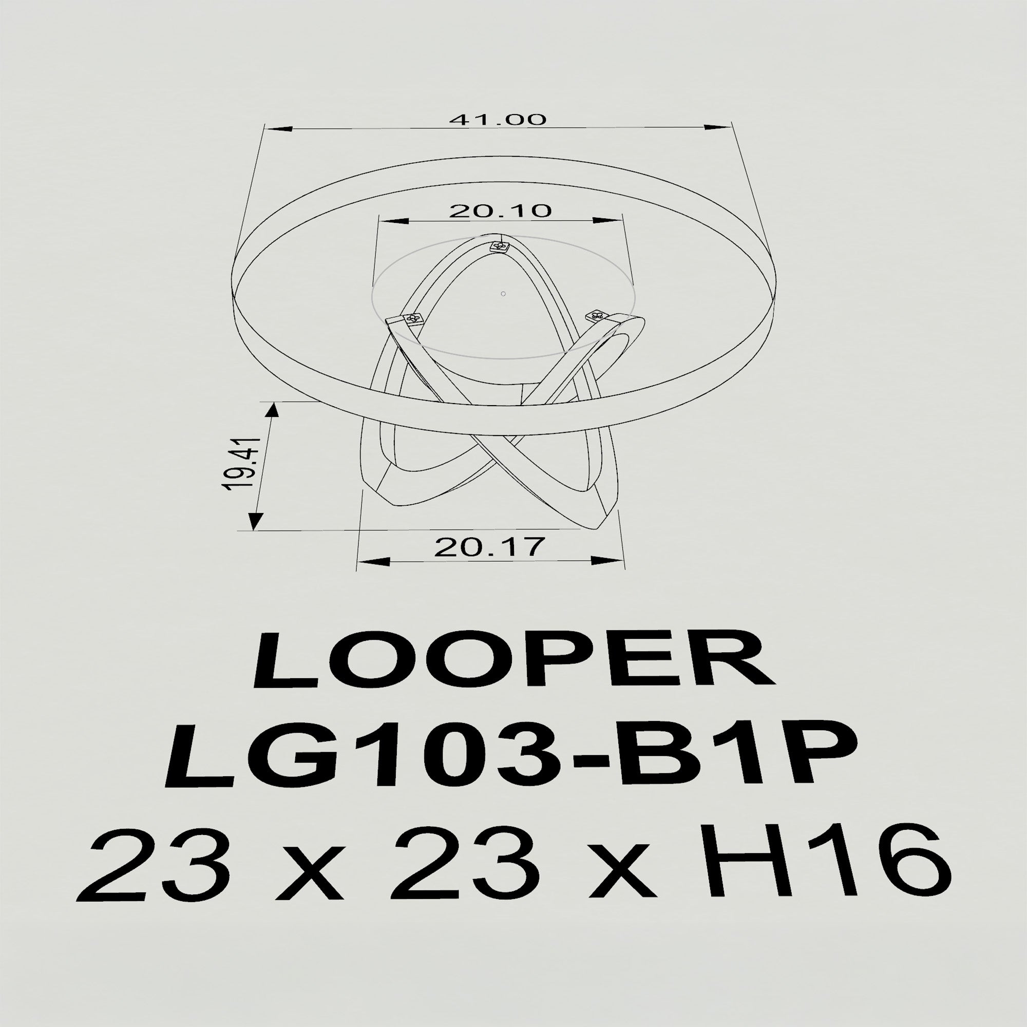 Coffee Table with Looper 16" H Metal Table Base - 3d Drawings