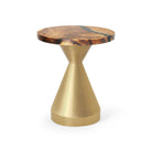 Coffee with Flux Gold 16" H Metal Table Base - polished 10" D x 16" H / Round Epoxy 15" Diameter - TB-16H10D-PLGXEP-SRU15