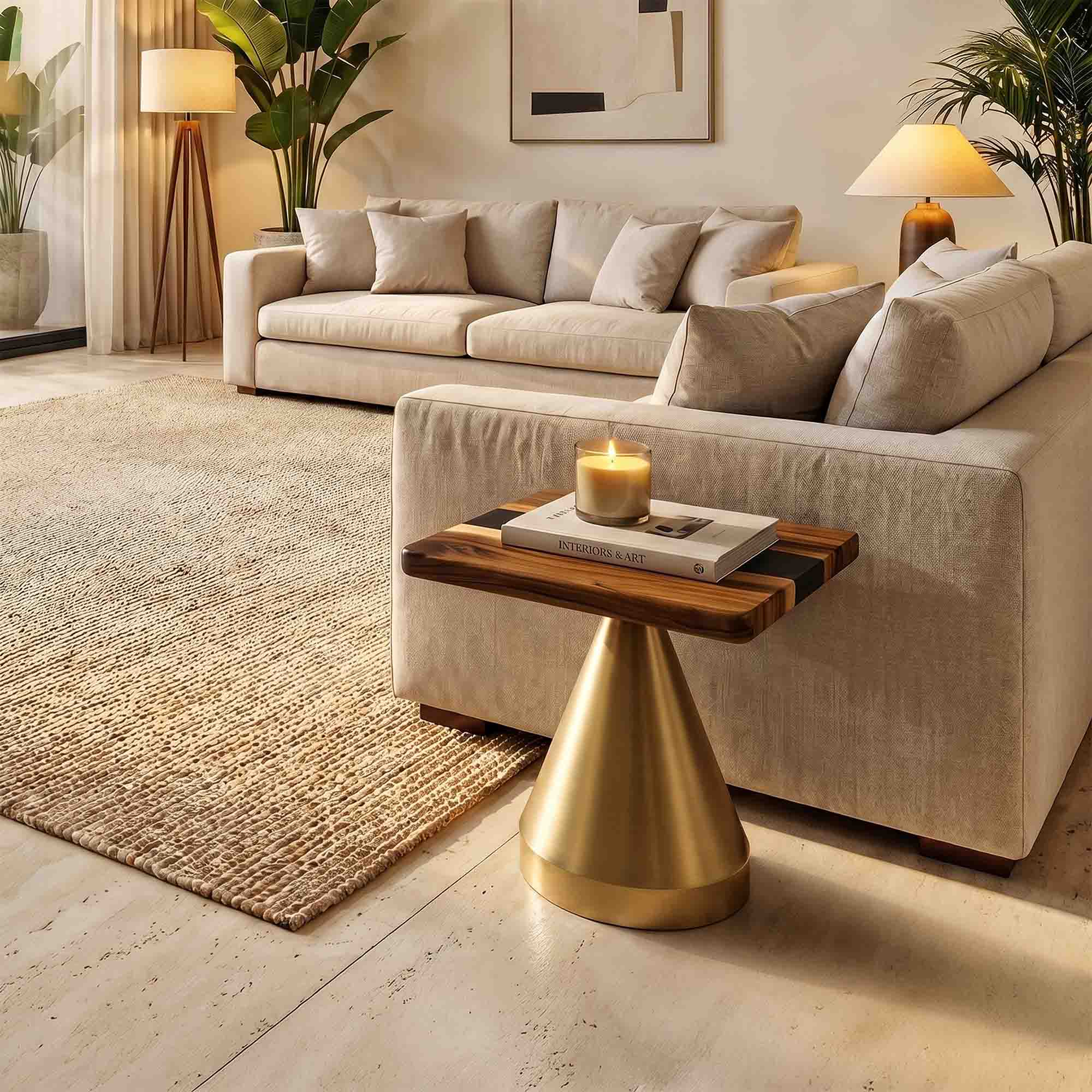 Coffee with Flux Gold 16" H Metal Table Base - polished TB-16H10D-PLGXEP-SSQ15