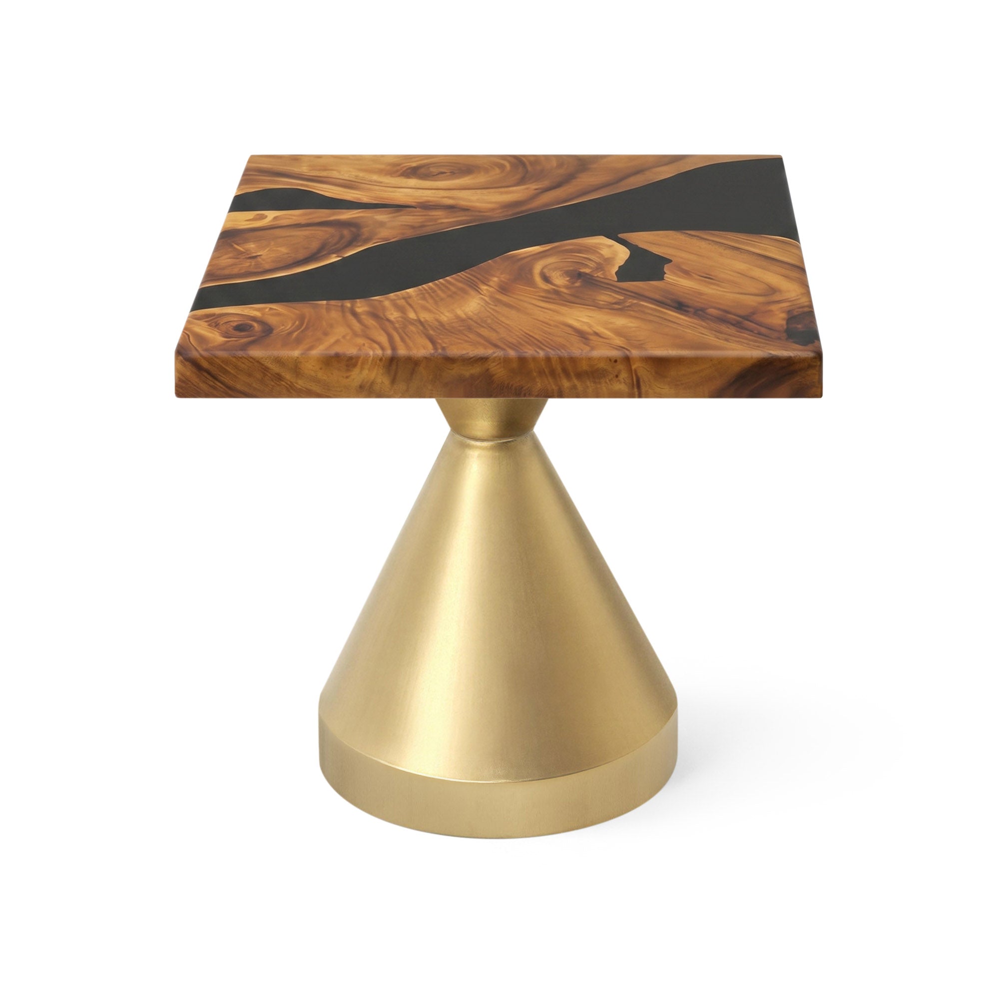 Coffee with Flux Gold 16"H x 12"D Metal Table Base - Square Epoxy 19"x19"