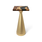 Console Table with Flux Gold 28"H x  10"D Steel Table Base - square epoxy 15"