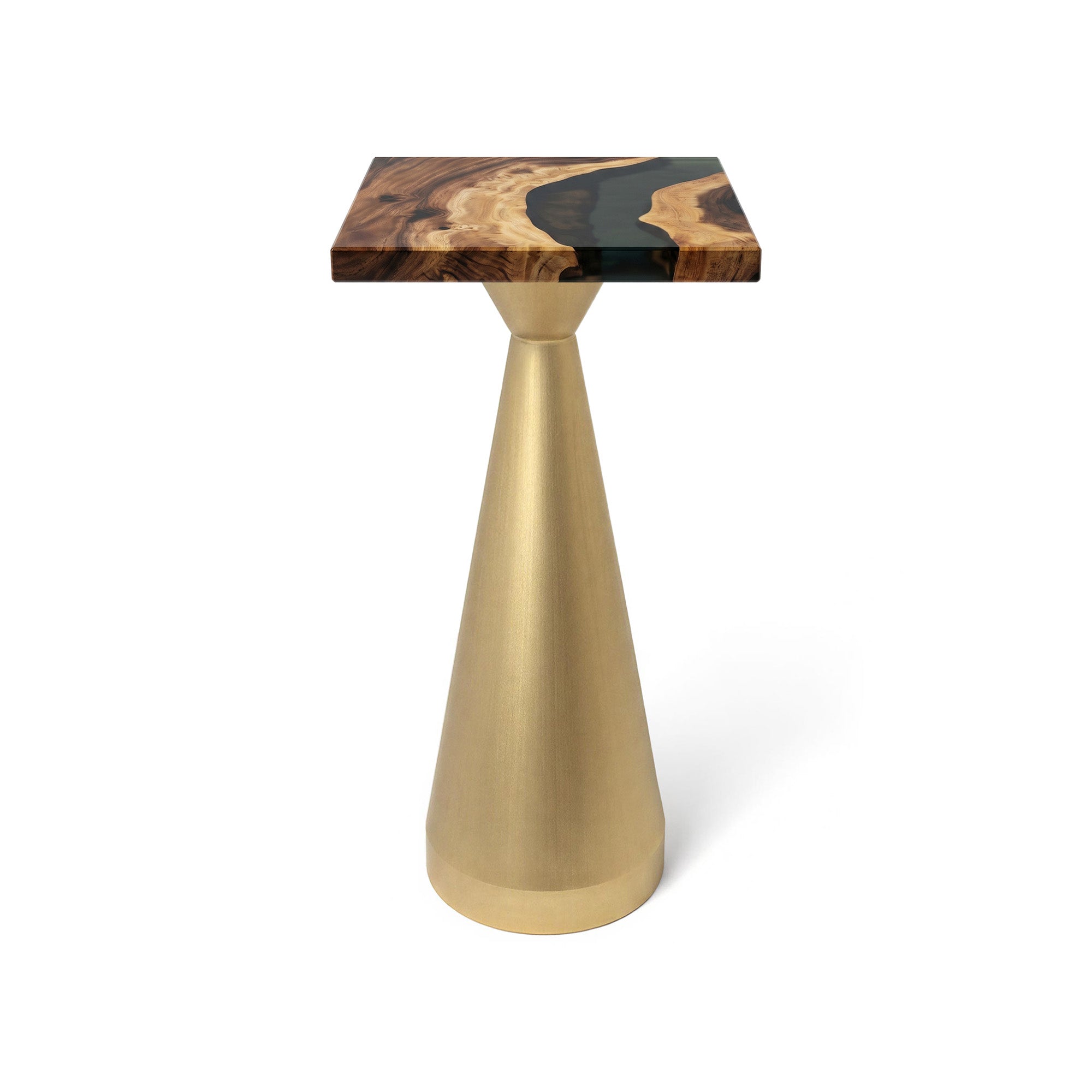 Console Table with Flux Gold 28"H x  10"D Steel Table Base - square epoxy 15"