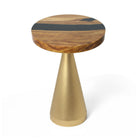 Console Table with Flux Gold 28"H x 12"D Steel Table Base - Round Epoxy 19"