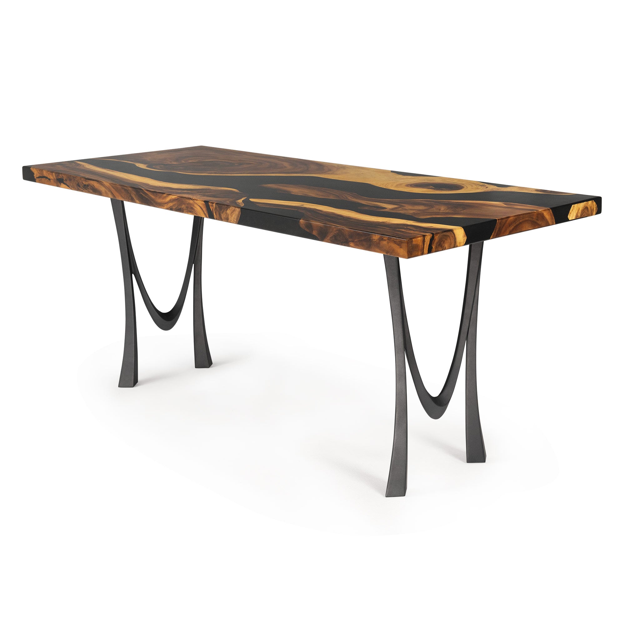 Console Table with Mavie 28.5" H Steel Table Legs - epoxy table top side white background