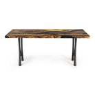 Console Table with Mavie 28.5" H Steel Table Legs - epoxy table top side center white background