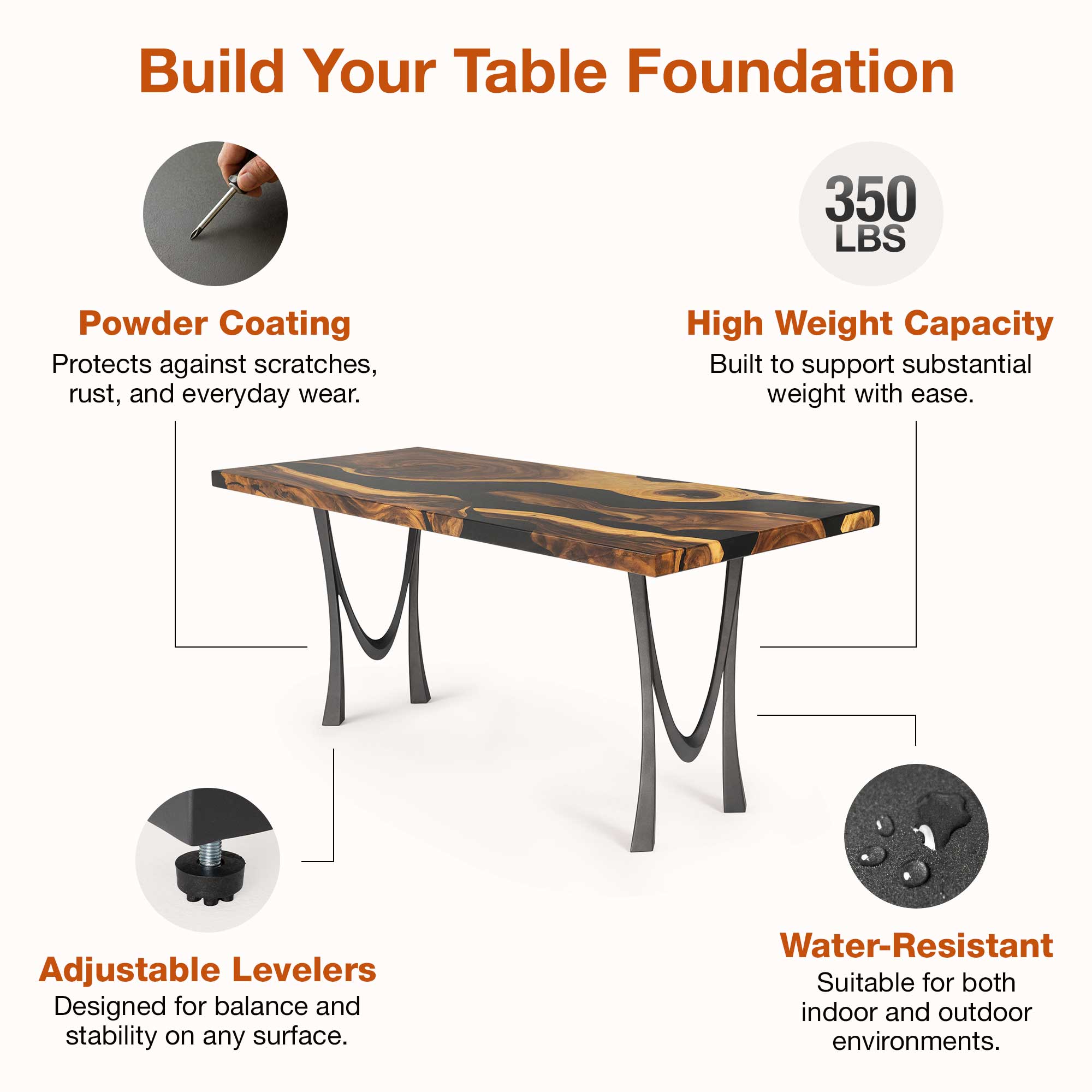 Features of Console Table with Mavie 28.5" H Steel Table Legs