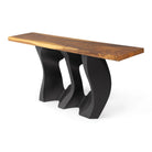 Console Table with Side-Rocky 28.5" H Steel Table Base - natural wood table top side white background