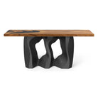 Console Table with Side-Rocky 28.5" H Steel Table Base - epoxy table top white background