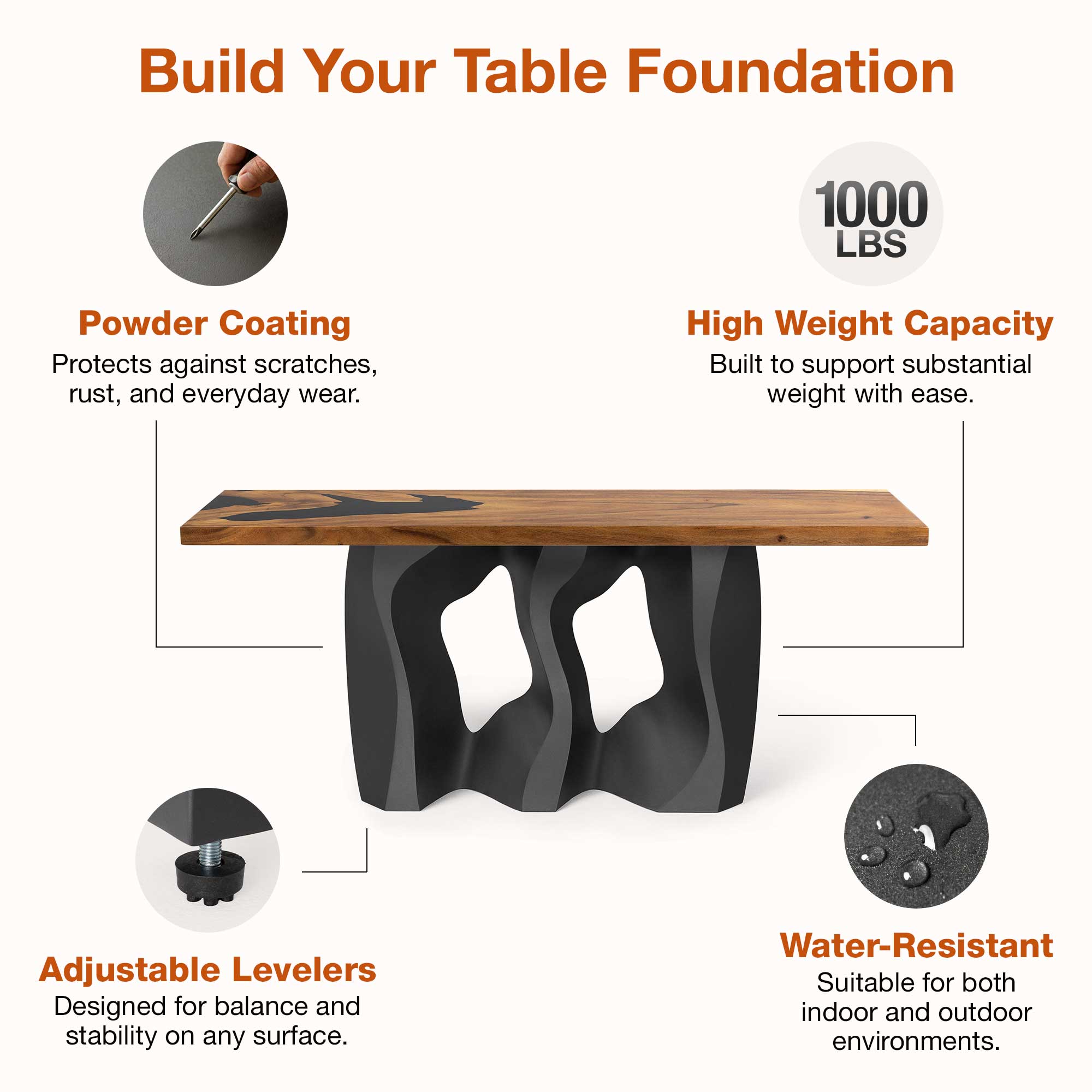 Features of Console Table with Side-Rocky 28.5" H Steel Table Base