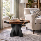 Contemporary Coffee Table 29" Round & Square with Petal Steel Base - 110 Calix -  SRU29 Thumb