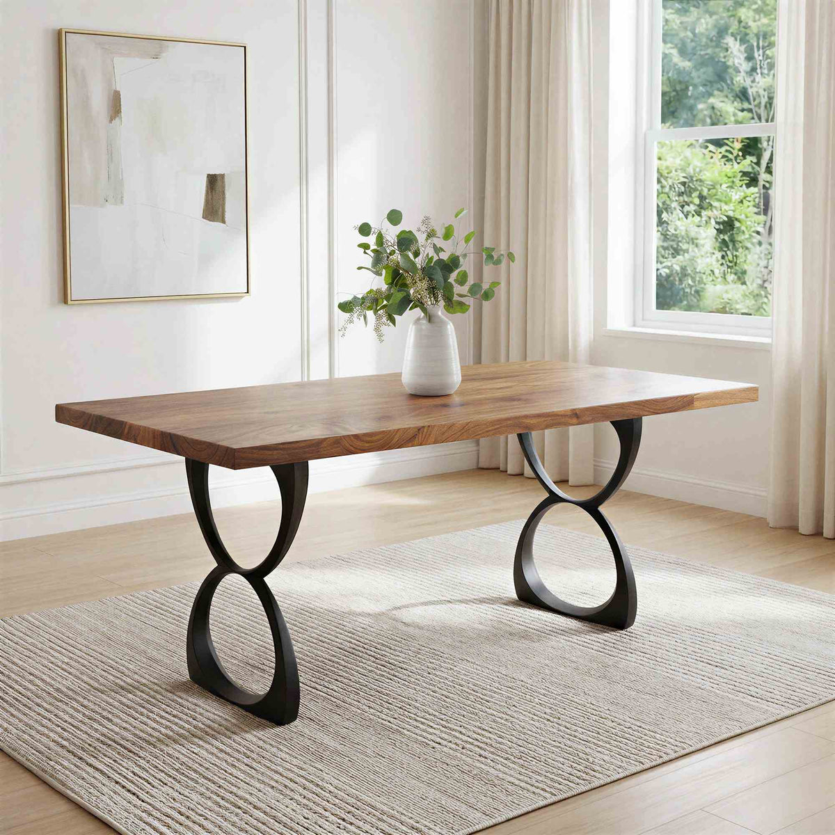 Dining Table with Amplex 28.5" H Metal Table Legs - natural wood table top interior
