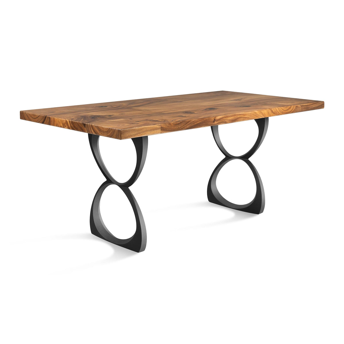Dining Table with Amplex 28.5" H Metal Table Legs - natural wood table top side white background