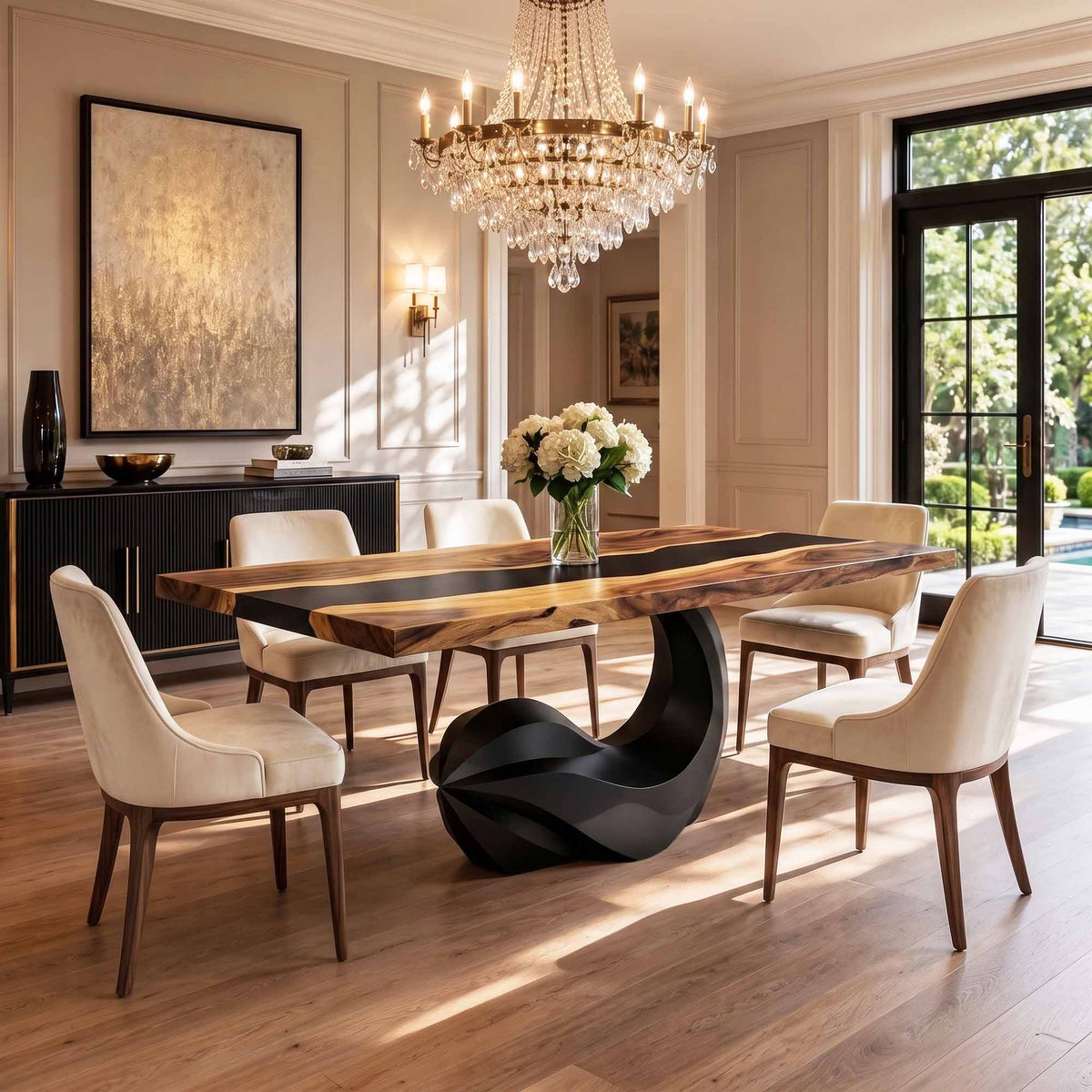 Dining Table with Balena Metal Table Base for Modern Kitchen Room - thumb