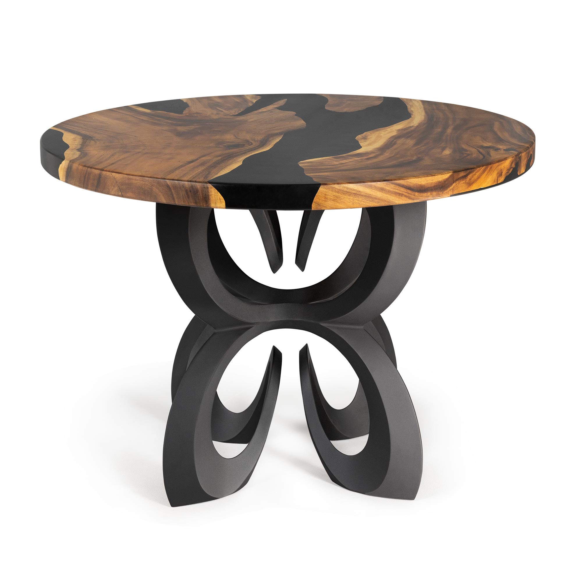 Dining Table with Blosome 28.5" H Metal Table Base - center white background