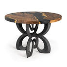 Dining Table with Blosome 28.5" H Metal Table Base - side white background