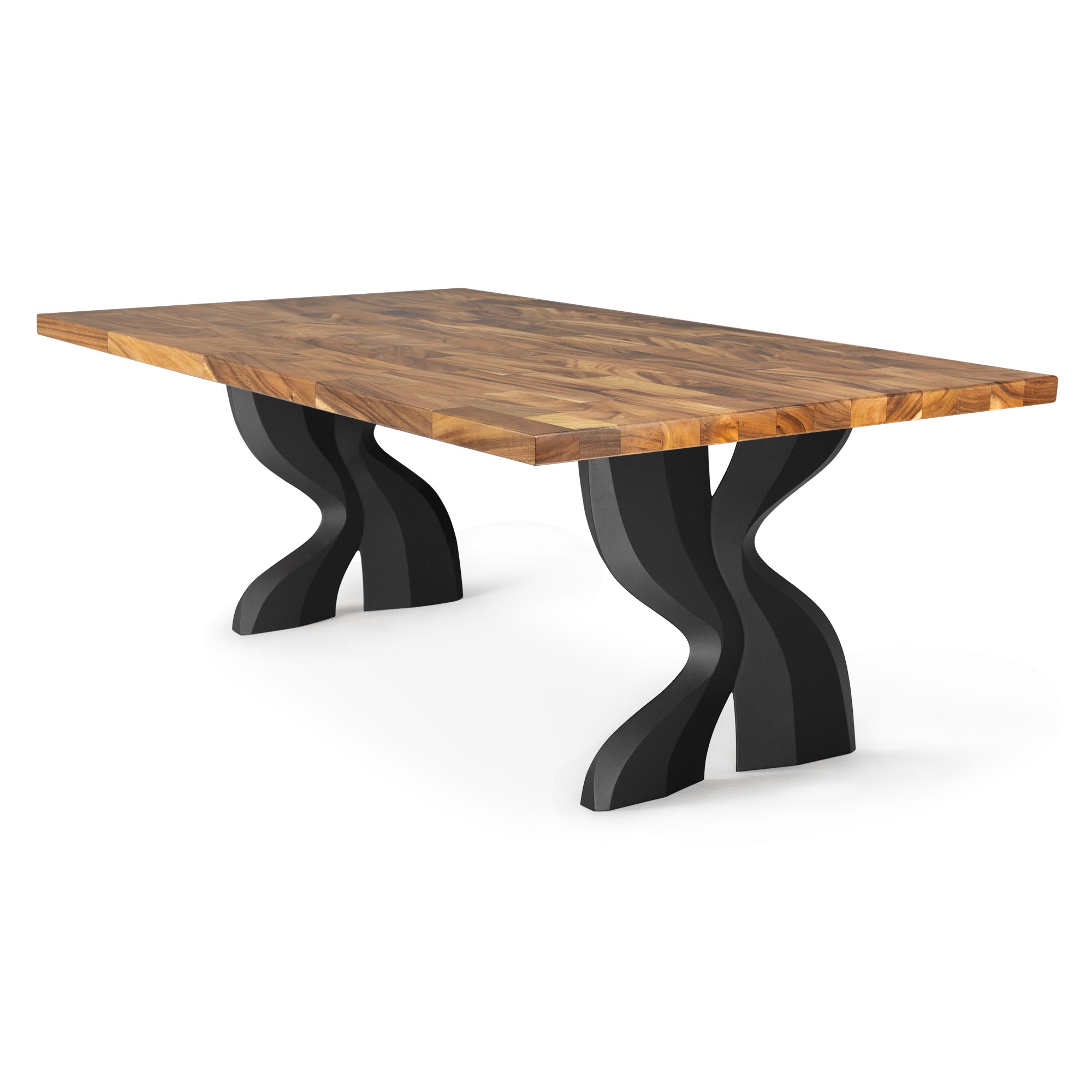 Dining Table with Delta 28.5" H Modern Metal Table Legs - butcher block tabletop side white background