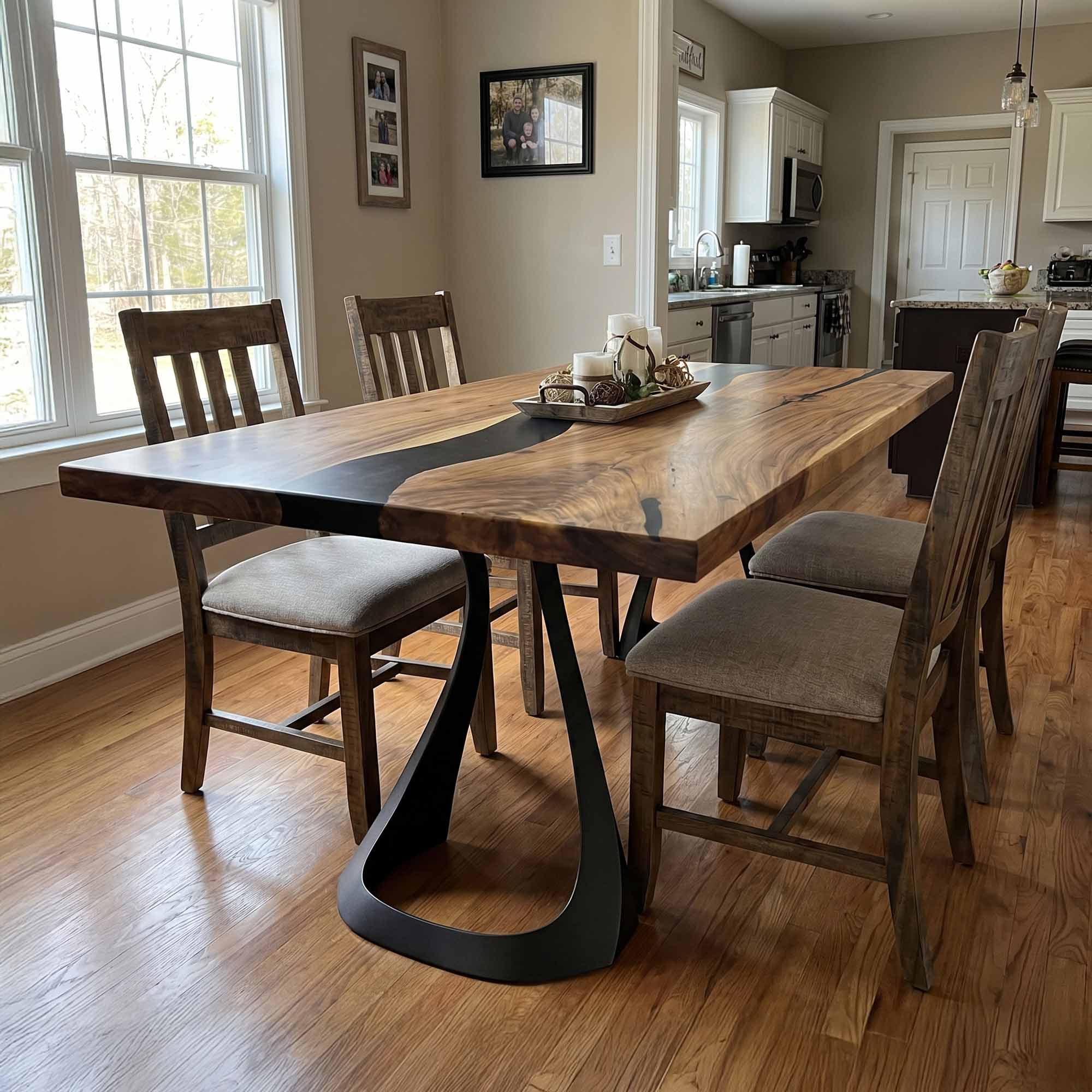 Dining Table with Fello 28.5" H Metal Table Legs - epoxy table top interior