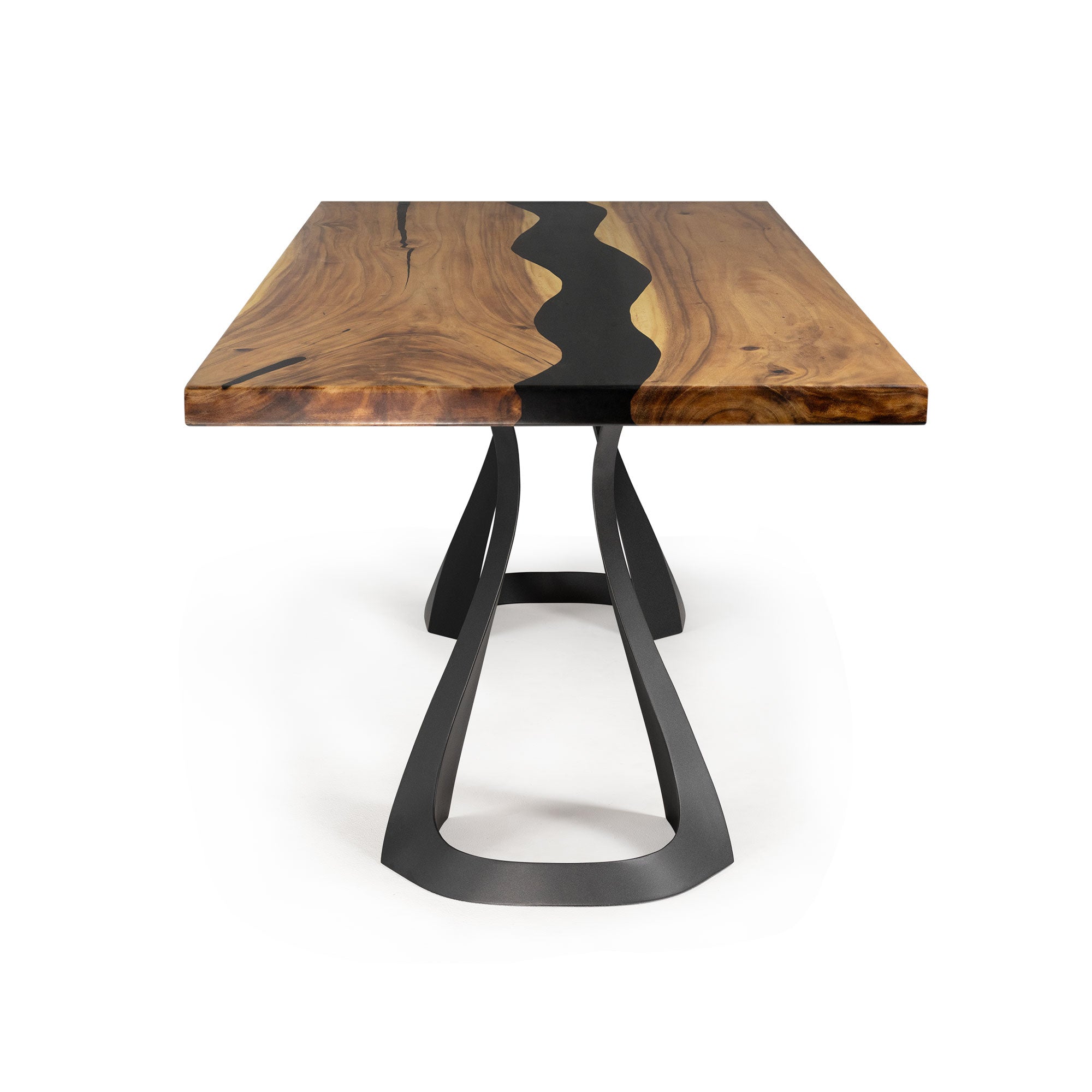 Dining Table with Fello 28.5" H Metal Table Legs - epoxy table top side white background