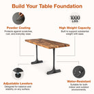 Features of Dining Table with Goblet 28.5" H Metal Table Legs