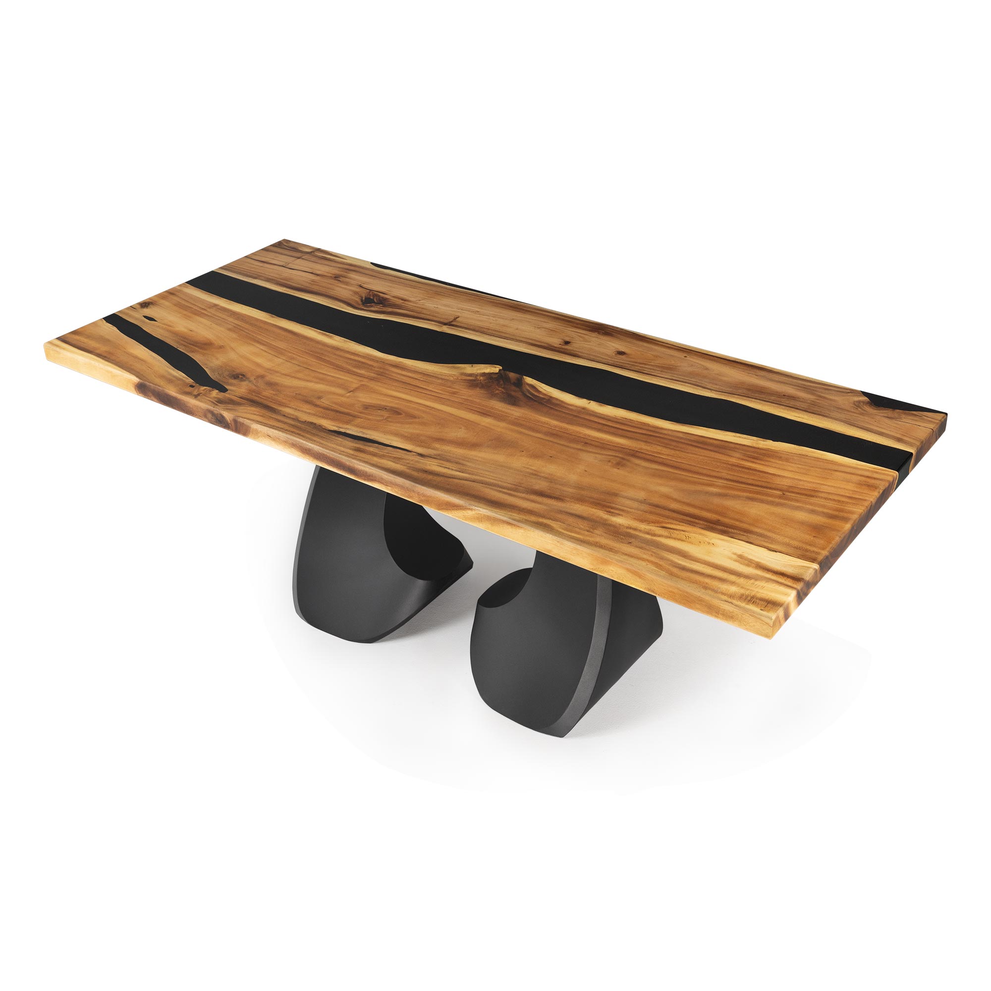 Dining Table with Kraig 28.5" H Metal Table Base - epoxy table top white background