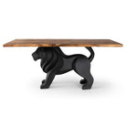 Dining Table with Leo Metal Table Base for Natural Wooden Top - Natural wood tabletop White Background