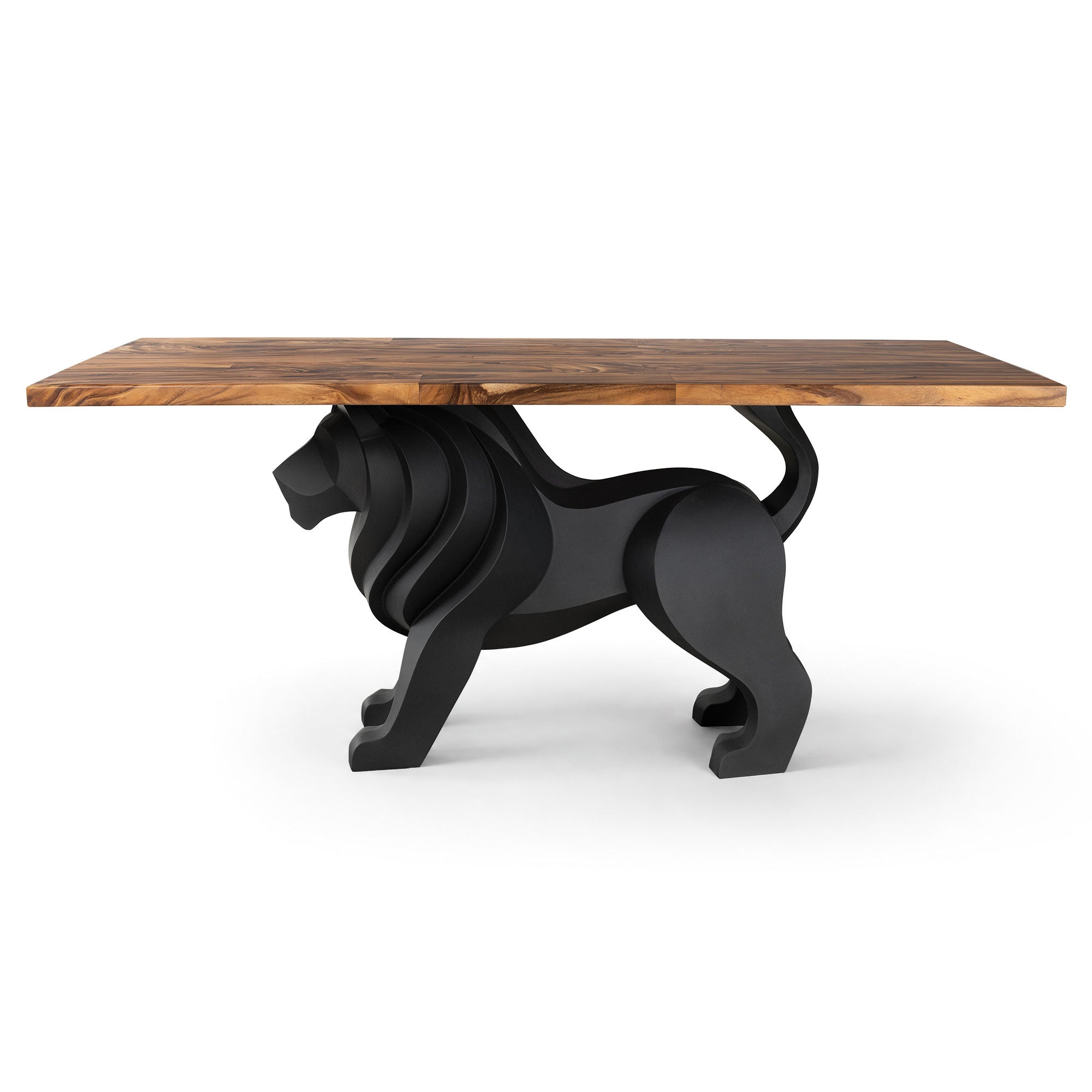 Dining Table with Leo Metal Table Base for Natural Wooden Top - Natural wood tabletop White Background