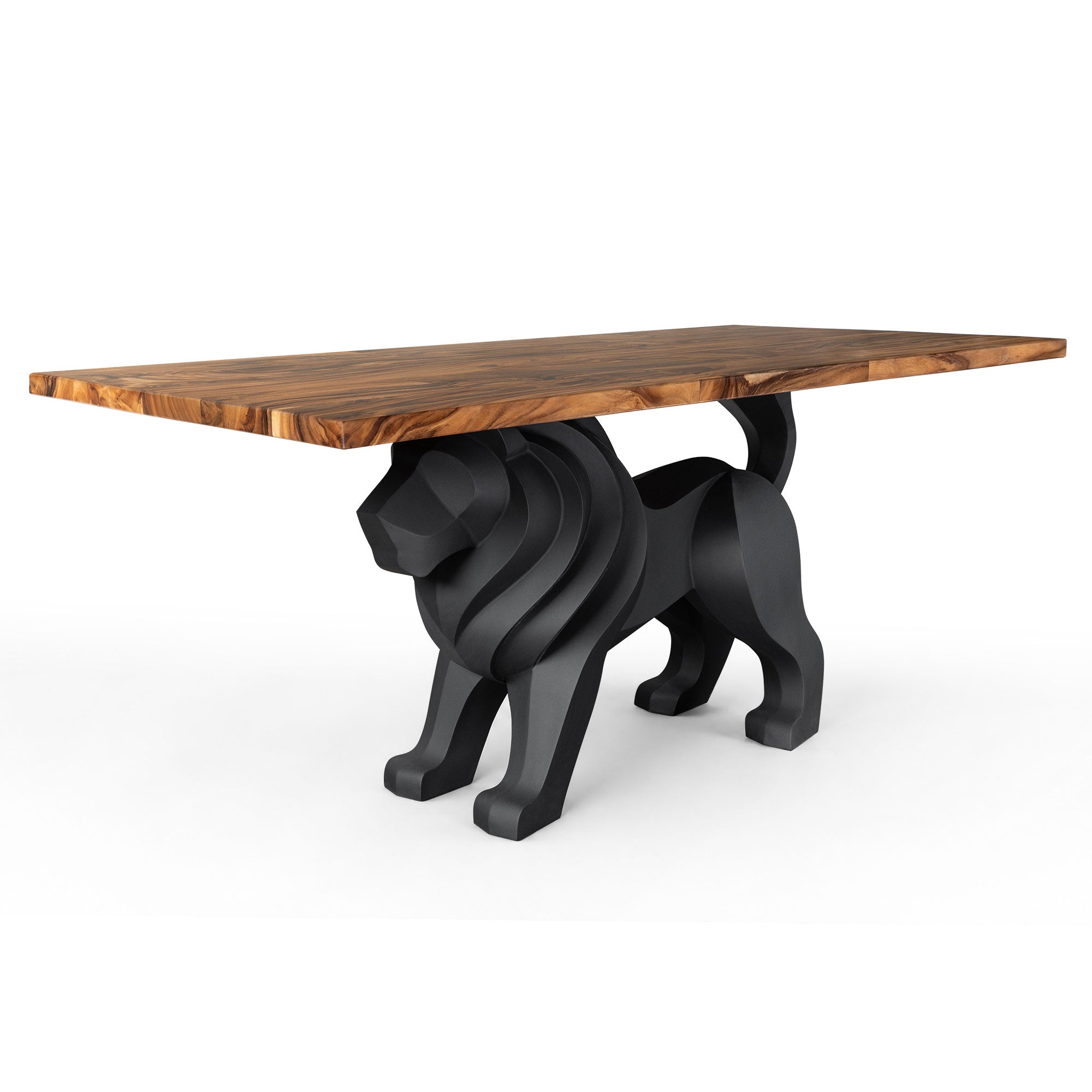 Dining Table with Leo Metal Table Base for Natural Wooden Top - Natural wood tabletop White Background