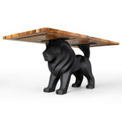 Dining Table with Leo Metal Table Base for Natural Wooden Top - Natural wood tabletop White Background