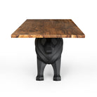 Dining Table with Leo Metal Table Base for Natural Wooden Top - Natural wood tabletop White Background