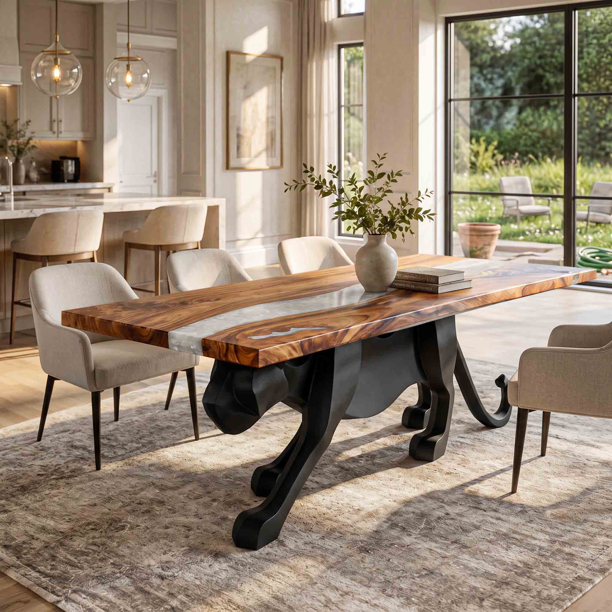 Dining Table with Panthera 28.5" Metal Table Base for Modern Kitchen - Interior