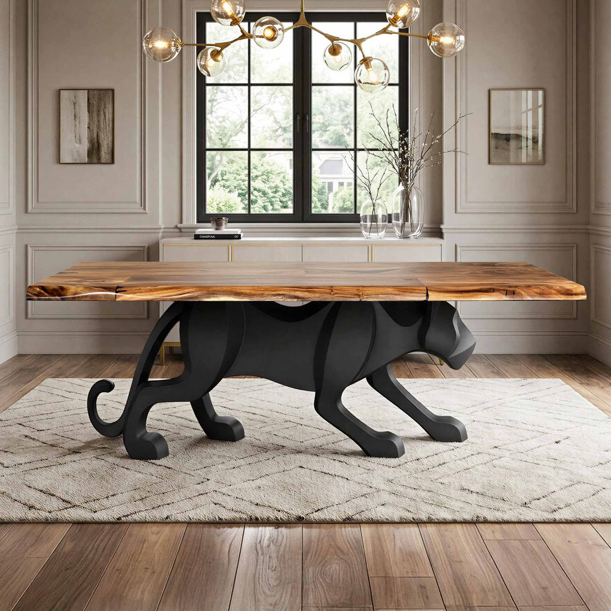 Dining Table with Panthera 28.5" Metal Table Base for Modern Kitchen - thumb