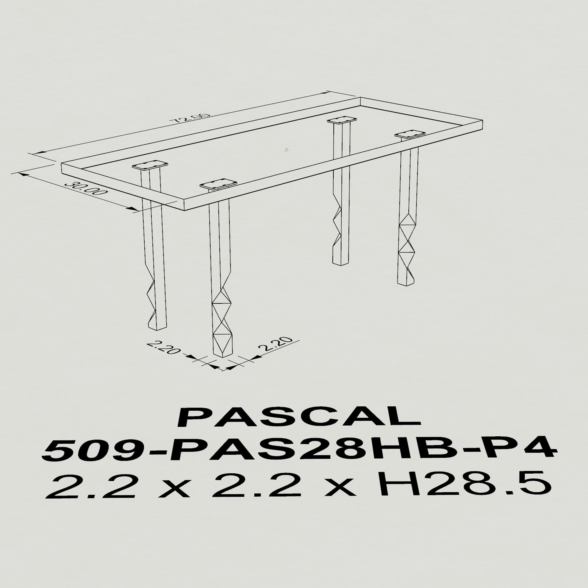 Dining Table with Pascal 28.5" H Metal Table Base - 3d drawings