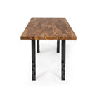 Dining Table with Pascal 28.5" H Metal Table Base - butcher block table top center white background