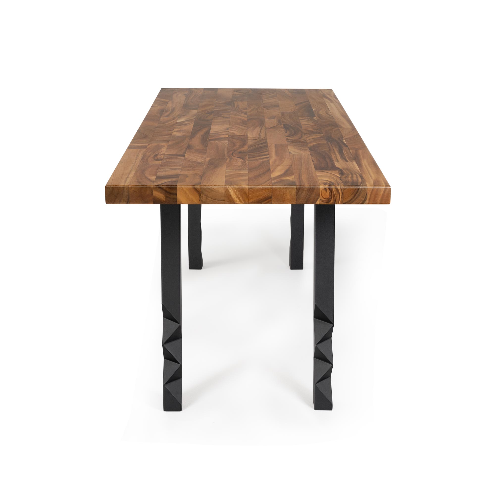Dining Table with Pascal 28.5" H Metal Table Base - butcher block table top center white background