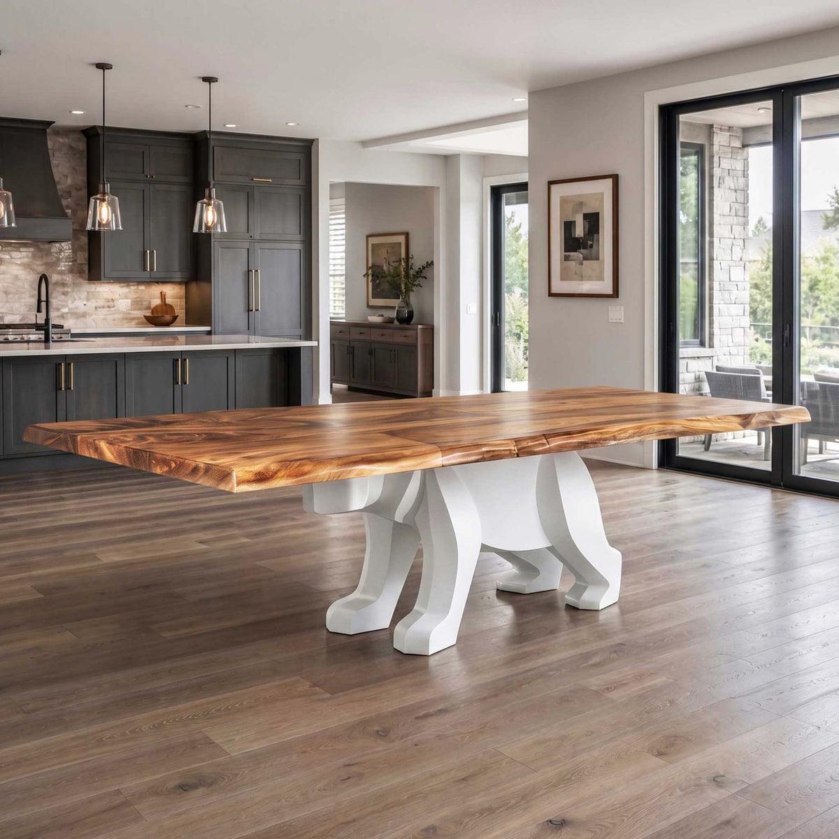 Dining Table with Polar Steel Table Base for Large Wooden Top - thumb