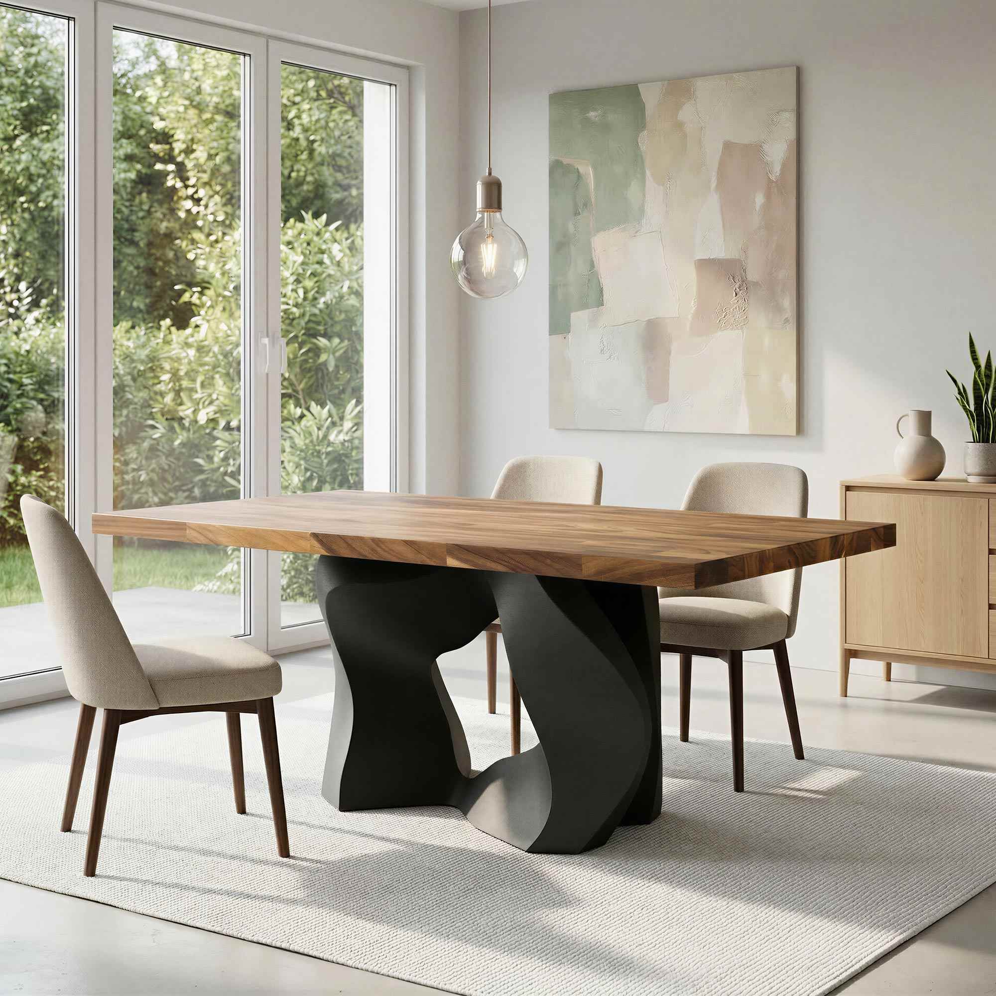 Dining Table with Rocky 28.5" H Metal Table Base - butcher block table top interior