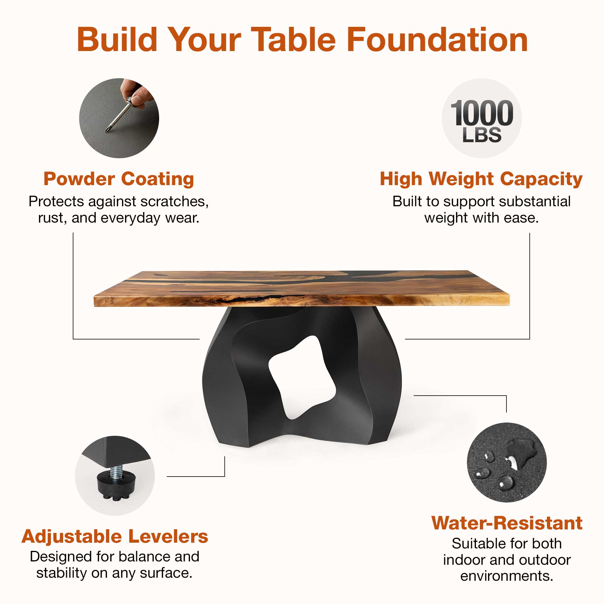 Features of Dining Table with Rocky 28.5" H Metal Table Base