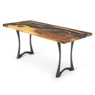 Dining Table with Tangen 28.5" H Metal Table Legs - epoxy table top side white background