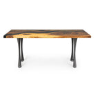 Dining Table with Tangen 28.5" H Metal Table Legs - epoxy table top center white background