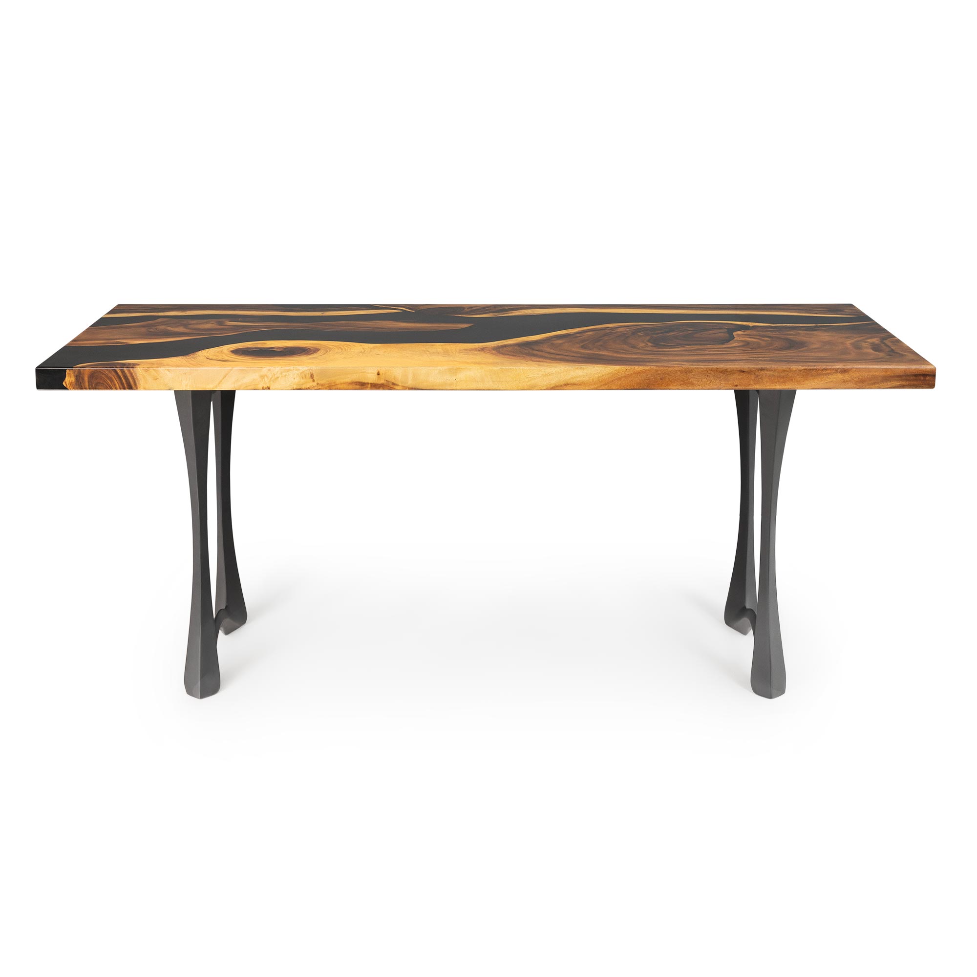 Dining Table with Tangen 28.5" H Metal Table Legs - epoxy table top center white background