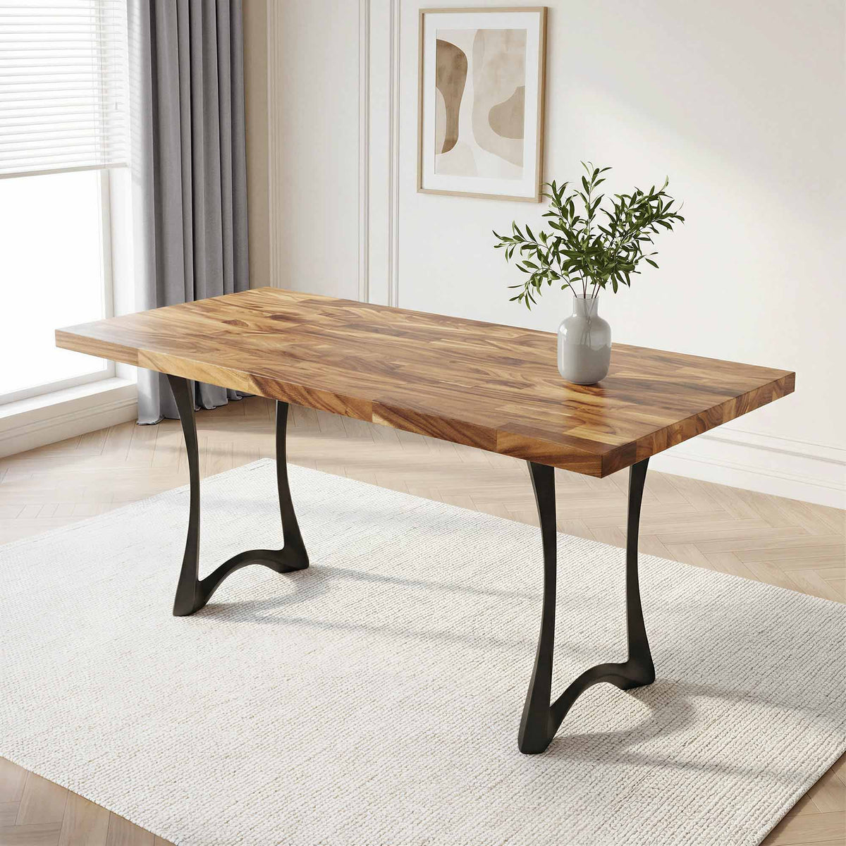 Dining Table with Tangen 28.5" H Metal Table Legs - butcher block table top interior 